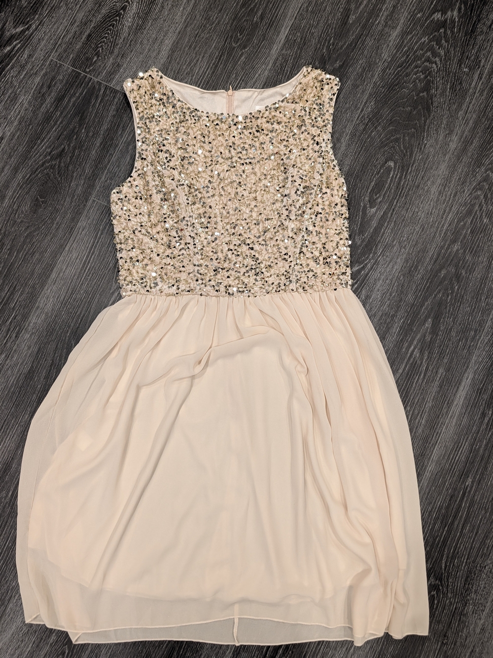 Girls Sequin Bodice Chiffon Dress in Blush